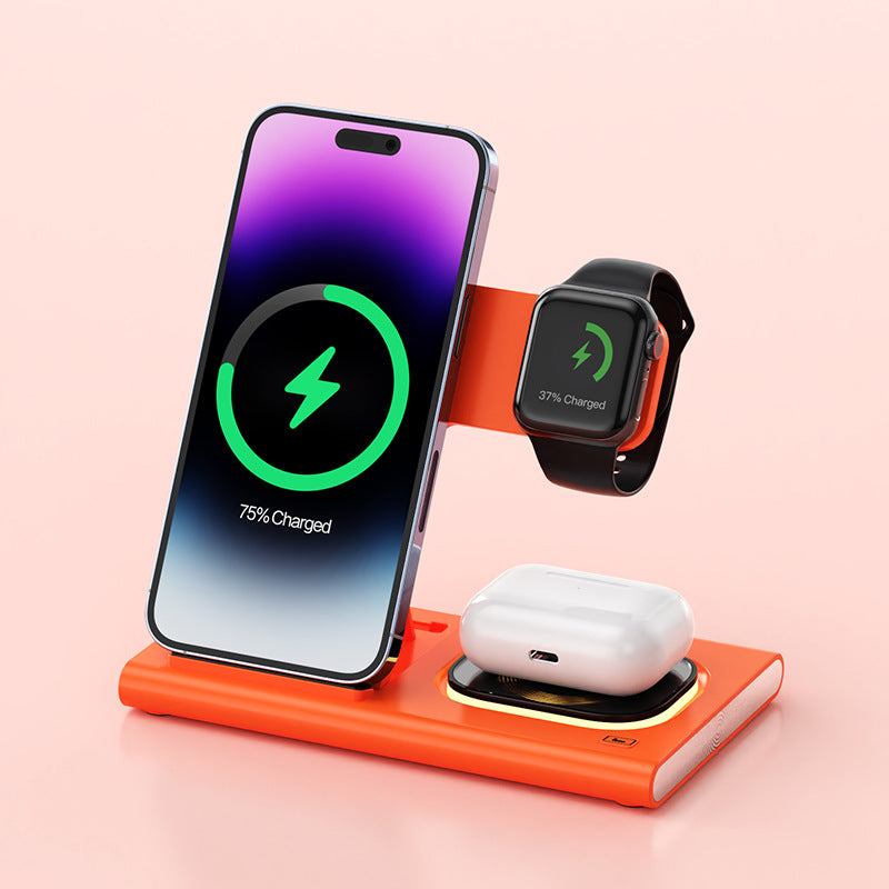 3 IN 1 15W Wireless  Fast Charging Charger MagneticNight Light