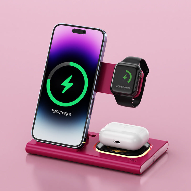 3 IN 1 15W Wireless  Fast Charging Charger MagneticNight Light